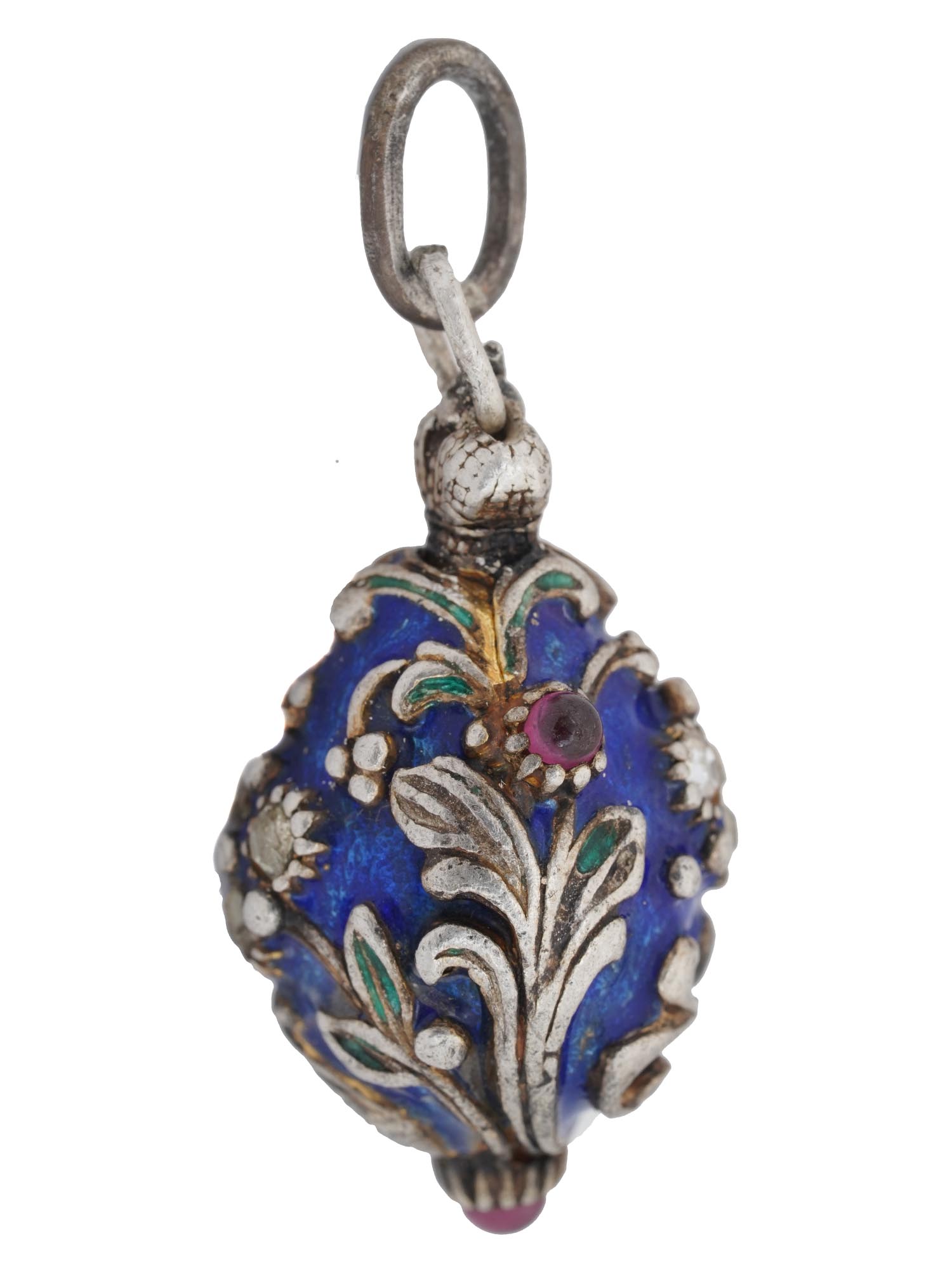 RUSSIAN 88 SILVER AND ENAMEL EASTER EGG PENDANT PIC-1